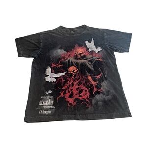 Civil Regime T Shirt Medium‎ Skeleton Reap Oversize Black Roses From Concrete